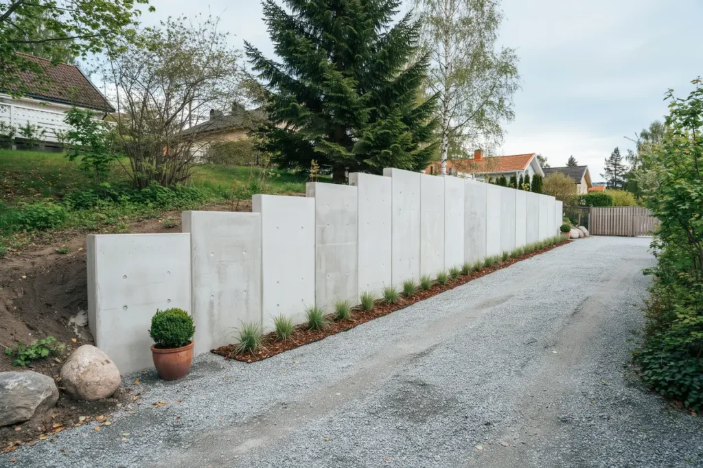 st dmur i prefabricerad betong l ngs uppfart i ulvsunda bromma