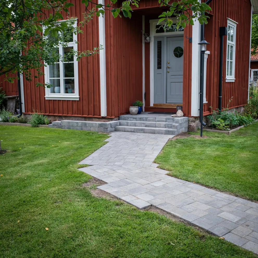 stensattning runt huset gang bromma stockholm